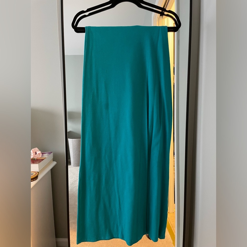 Turquoise fitted maxi skirt